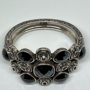 Brighton Venus Rising Swarovski Crystals Hinge Cuff Bracelet Burgundy/Merlot